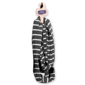 100% Organic Cotton Infinity Scarf, Stripe Quarry